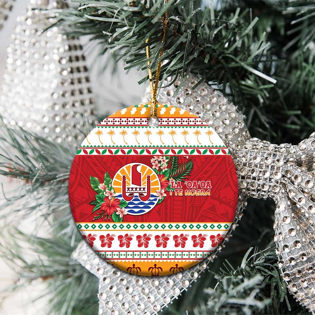 French Polynesia Christmas Ceramic Ornament Coat Of Arms Merry Xmas