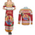 French Polynesia Christmas Couples Matching Summer Maxi Dress and Long Sleeve Button Shirt Coat Of Arms Merry Xmas