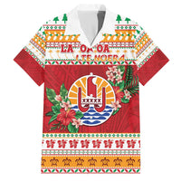 French Polynesia Christmas Family Matching Off The Shoulder Long Sleeve Dress and Hawaiian Shirt Coat Of Arms Merry Xmas