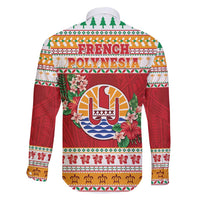 French Polynesia Christmas Family Matching Off Shoulder Short Dress and Hawaiian Shirt Coat Of Arms Merry Xmas