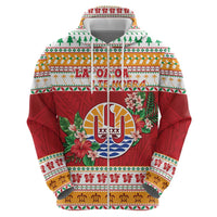 French Polynesia Christmas Hoodie Coat Of Arms Merry Xmas