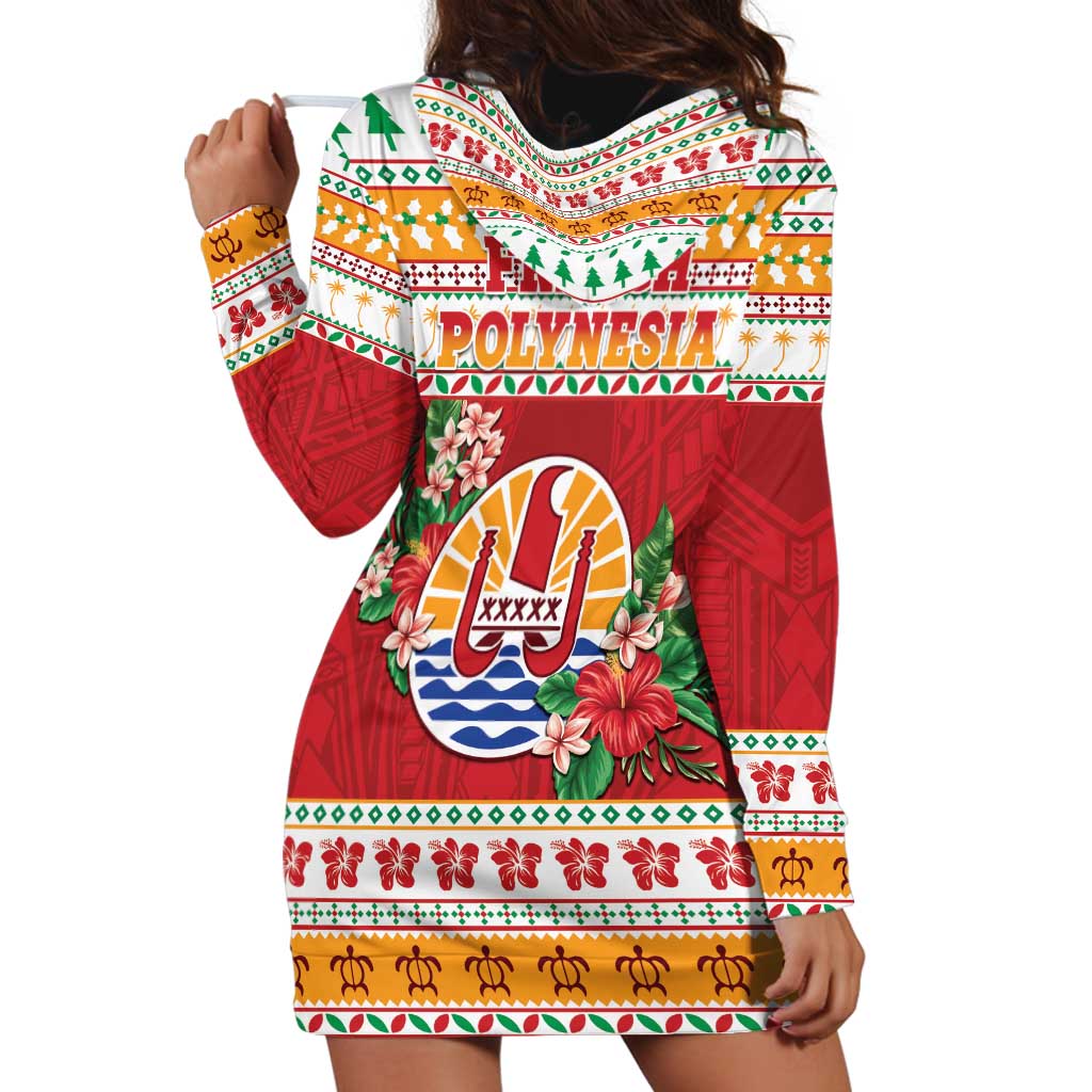 French Polynesia Christmas Hoodie Dress Coat Of Arms Merry Xmas LT05 - Polynesian Pride