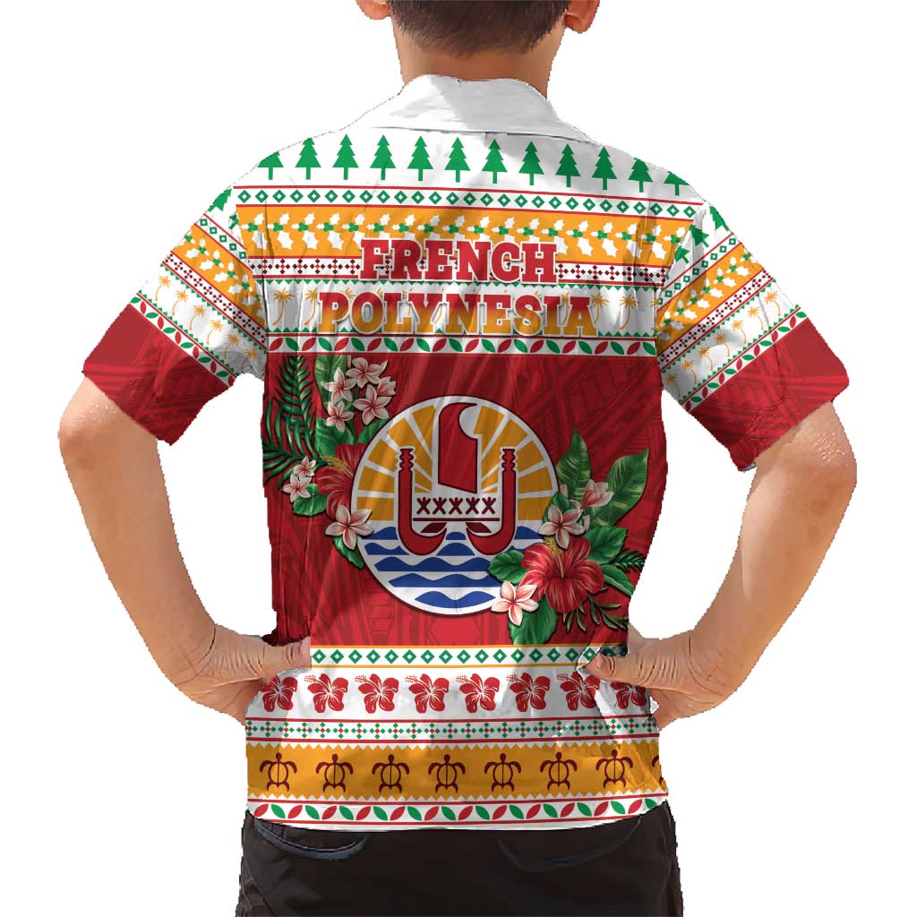 French Polynesia Christmas Kid Hawaiian Shirt Coat Of Arms Merry Xmas LT05 - Polynesian Pride