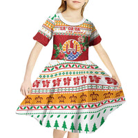 French Polynesia Christmas Kid Short Sleeve Dress Coat Of Arms Merry Xmas LT05 - Polynesian Pride