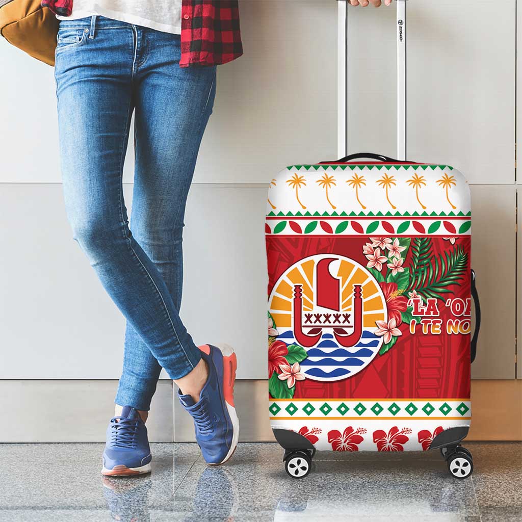 French Polynesia Christmas Luggage Cover Coat Of Arms Merry Xmas LT05 - Polynesian Pride