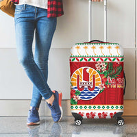 French Polynesia Christmas Luggage Cover Coat Of Arms Merry Xmas LT05 - Polynesian Pride
