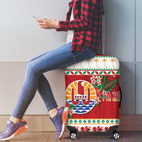 French Polynesia Christmas Luggage Cover Coat Of Arms Merry Xmas LT05 - Polynesian Pride