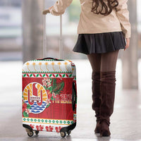 French Polynesia Christmas Luggage Cover Coat Of Arms Merry Xmas LT05 - Polynesian Pride