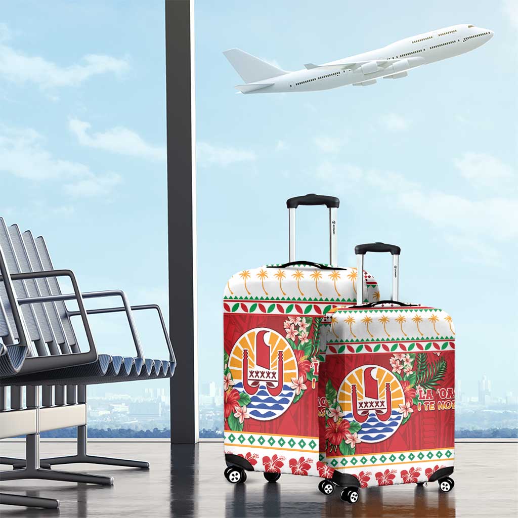 French Polynesia Christmas Luggage Cover Coat Of Arms Merry Xmas LT05 - Polynesian Pride