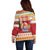 French Polynesia Christmas Off Shoulder Sweater Coat Of Arms Merry Xmas