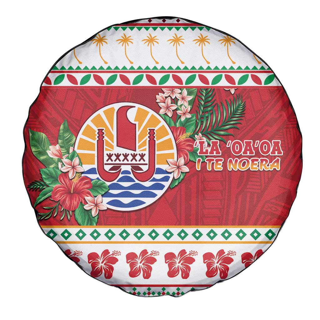 French Polynesia Christmas Spare Tire Cover Coat Of Arms Merry Xmas