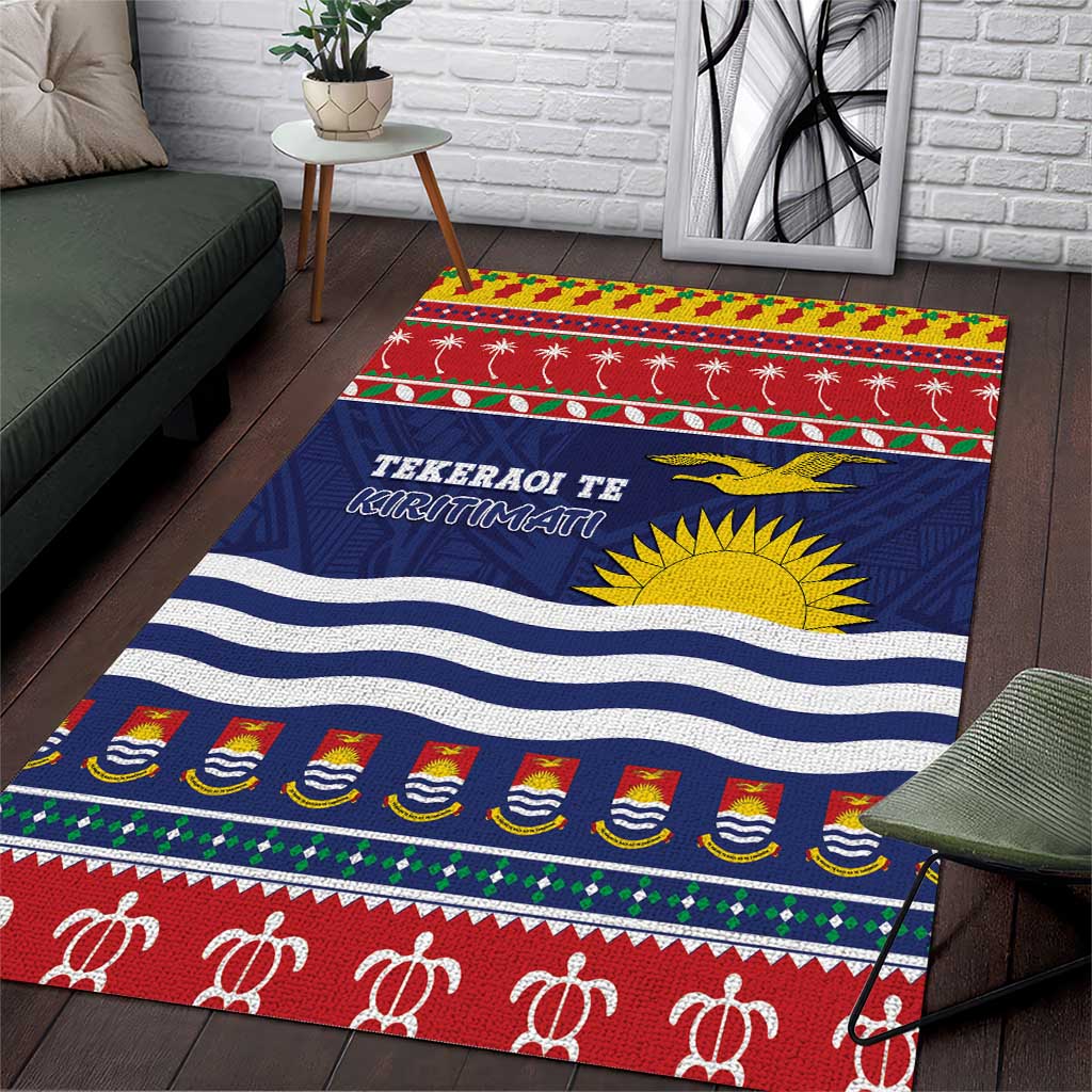Kiribati Christmas Area Rug Coat Of Arms Tekeraoi Te Kiritimati LT05 Red - Polynesian Pride