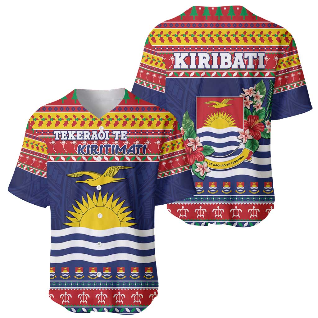 Kiribati Christmas Baseball Jersey Coat Of Arms Tekeraoi Te Kiritimati LT05 - Polynesian Pride