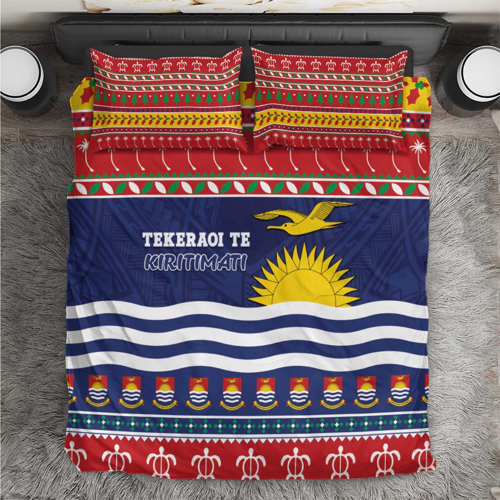 Kiribati Christmas Bedding Set Coat Of Arms Tekeraoi Te Kiritimati LT05 Red - Polynesian Pride