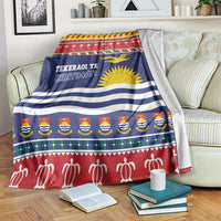 Kiribati Christmas Blanket Coat Of Arms Tekeraoi Te Kiritimati LT05 Red - Polynesian Pride