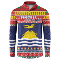 Kiribati Christmas Button Sweatshirt Coat Of Arms Tekeraoi Te Kiritimati LT05 Red - Polynesian Pride