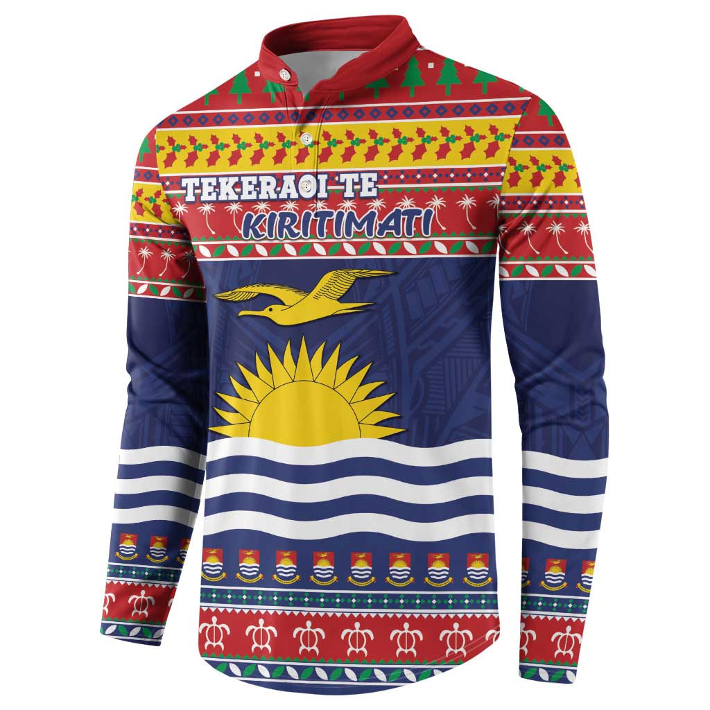 Kiribati Christmas Button Sweatshirt Coat Of Arms Tekeraoi Te Kiritimati LT05 - Polynesian Pride