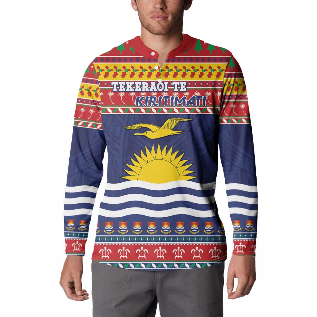 Kiribati Christmas Button Sweatshirt Coat Of Arms Tekeraoi Te Kiritimati LT05 - Polynesian Pride