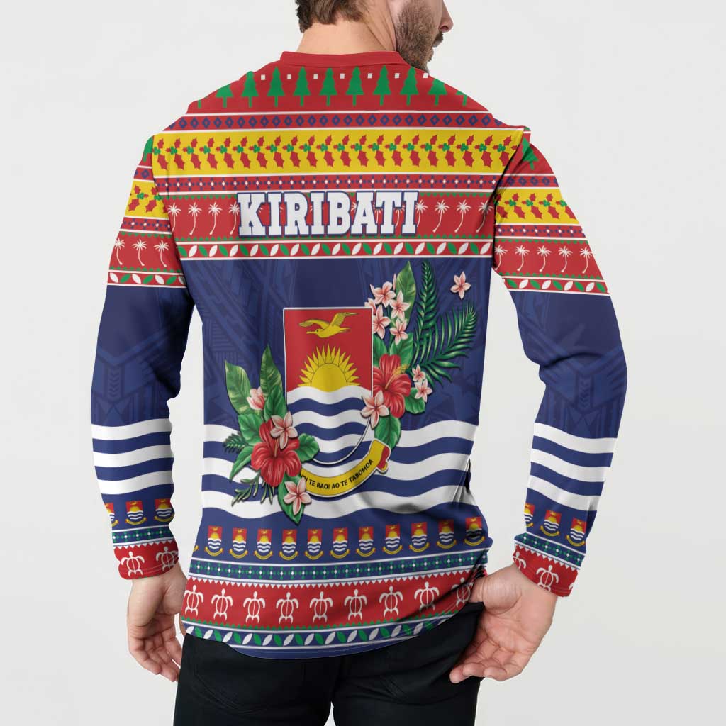 Kiribati Christmas Button Sweatshirt Coat Of Arms Tekeraoi Te Kiritimati LT05 - Polynesian Pride