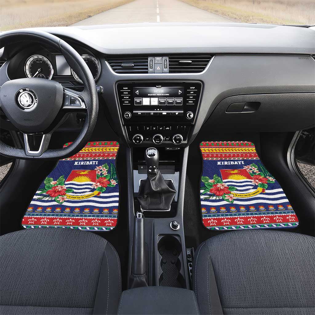 Kiribati Christmas Car Mats Coat Of Arms Tekeraoi Te Kiritimati LT05 Set 2pcs - Front Red - Polynesian Pride