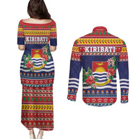 Kiribati Christmas Couples Matching Puletasi and Long Sleeve Button Shirt Coat Of Arms Tekeraoi Te Kiritimati LT05 - Polynesian Pride