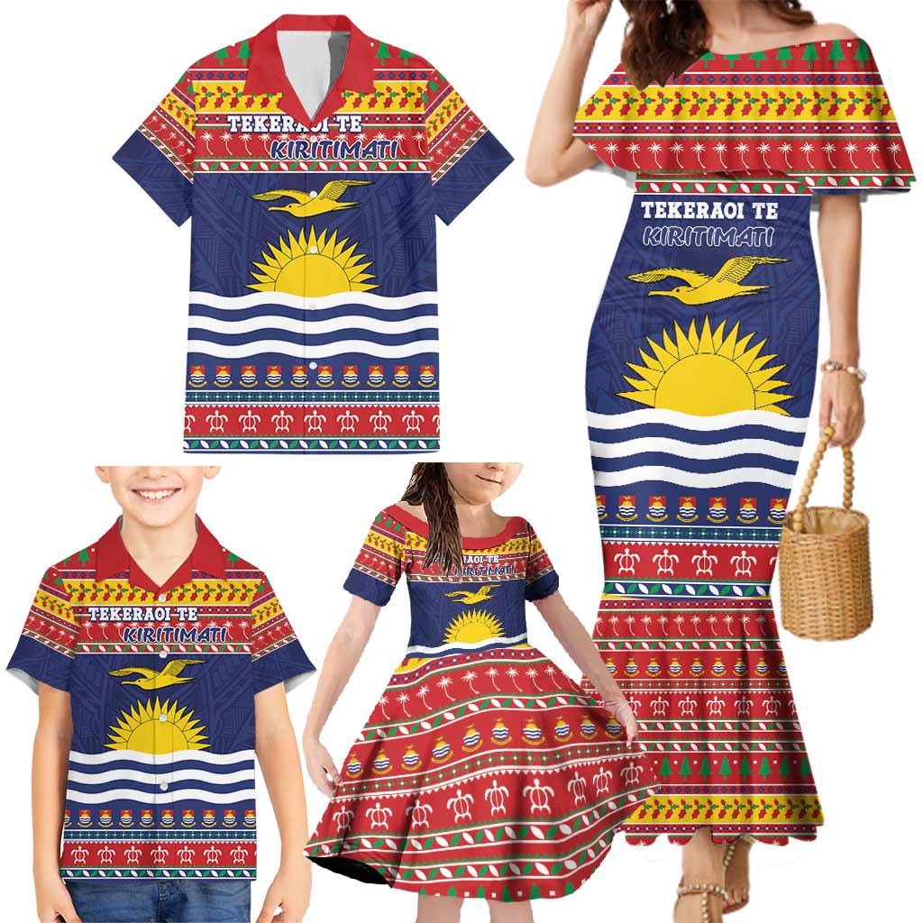 Kiribati Christmas Family Matching Mermaid Dress and Hawaiian Shirt Coat Of Arms Tekeraoi Te Kiritimati