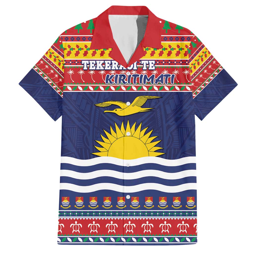 Kiribati Christmas Hawaiian Shirt Coat Of Arms Tekeraoi Te Kiritimati LT05 Red - Polynesian Pride