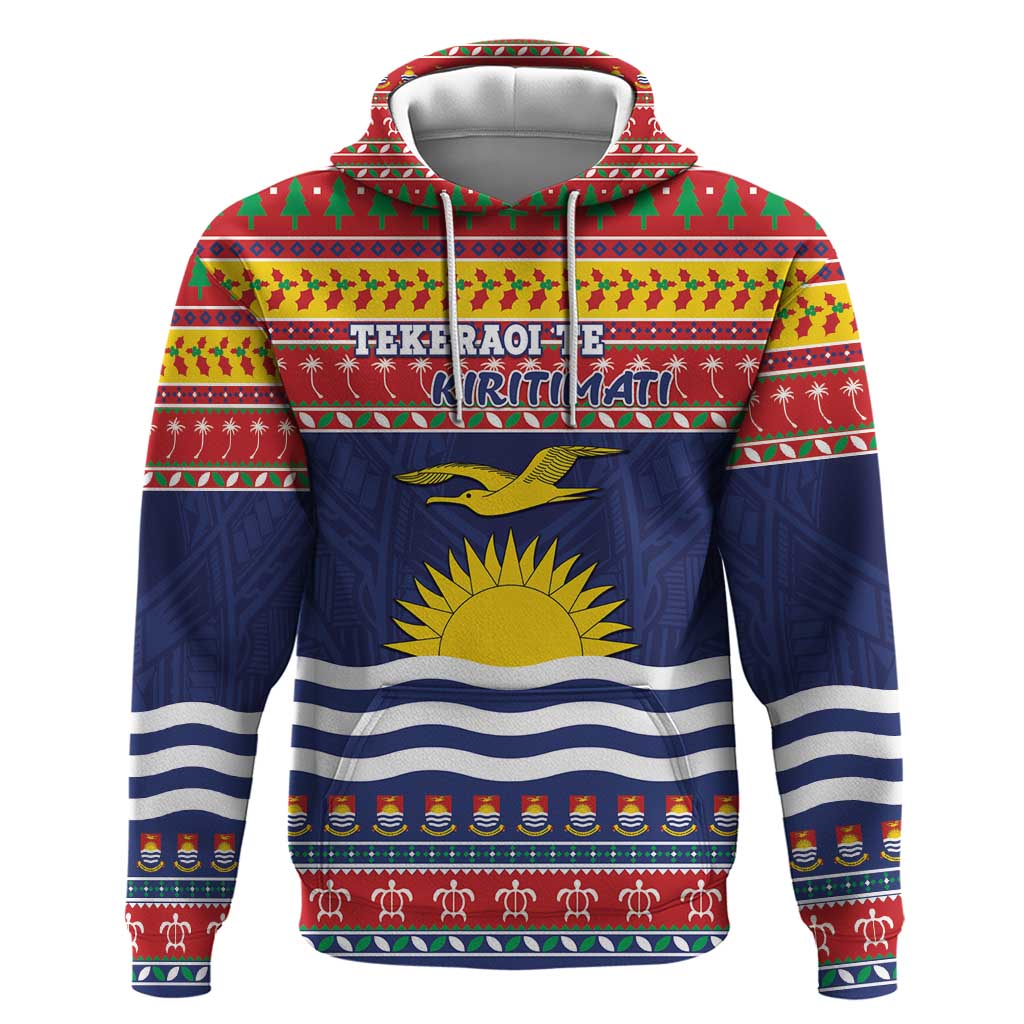 Kiribati Christmas Hoodie Coat Of Arms Tekeraoi Te Kiritimati LT05 Pullover Hoodie Red - Polynesian Pride