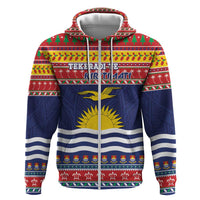 Kiribati Christmas Hoodie Coat Of Arms Tekeraoi Te Kiritimati LT05 Zip Hoodie Red - Polynesian Pride
