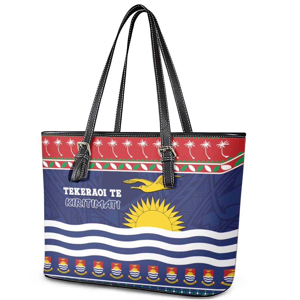 Kiribati Christmas Leather Tote Bag Coat Of Arms Tekeraoi Te Kiritimati LT05 - Polynesian Pride