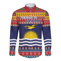 Kiribati Christmas Long Sleeve Button Shirt Coat Of Arms Tekeraoi Te Kiritimati LT05 Unisex Red - Polynesian Pride