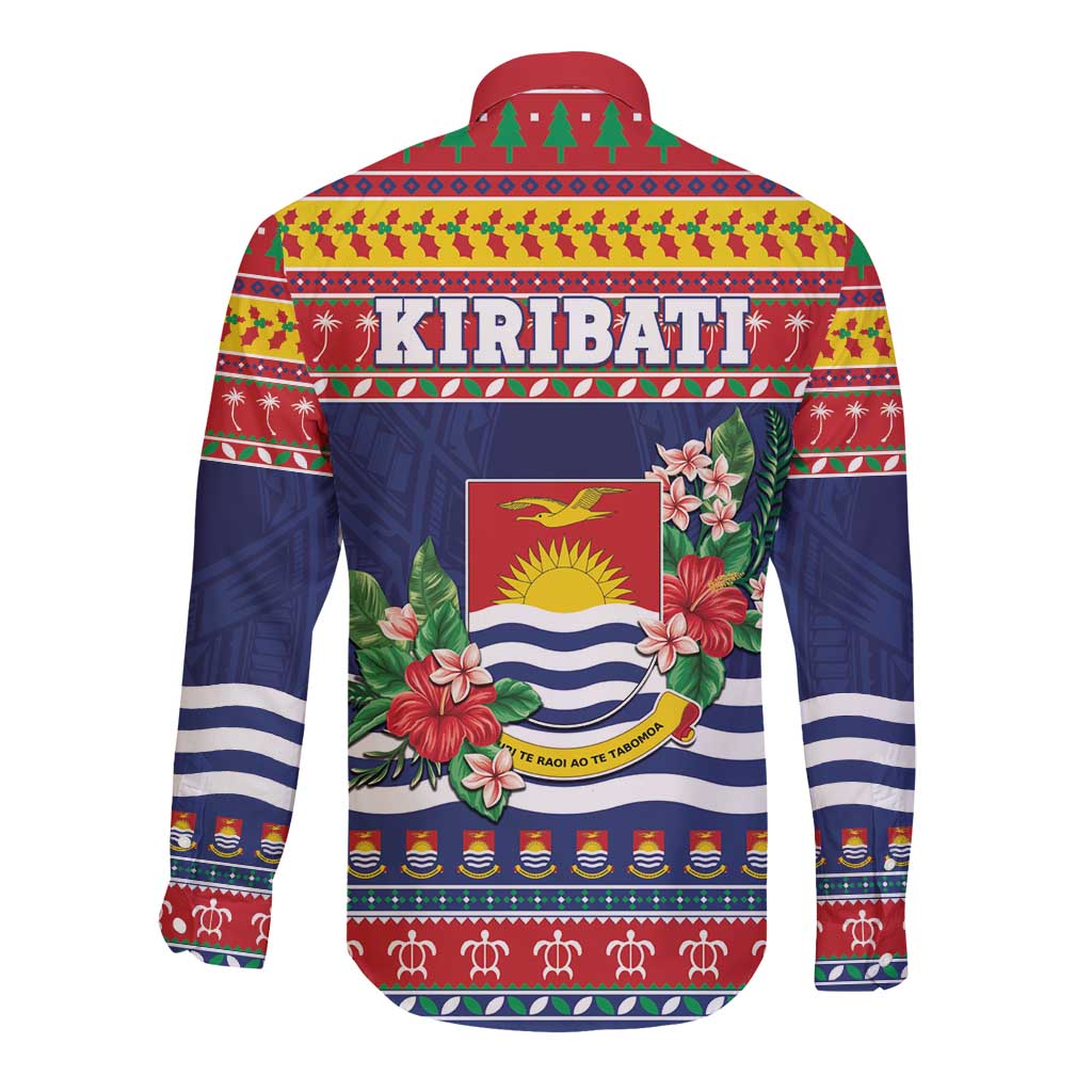 Kiribati Christmas Long Sleeve Button Shirt Coat Of Arms Tekeraoi Te Kiritimati LT05 - Polynesian Pride
