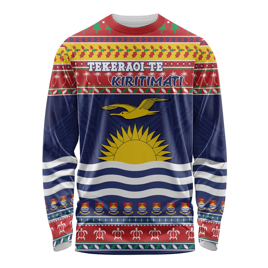 Kiribati Christmas Long Sleeve Shirt Coat Of Arms Tekeraoi Te Kiritimati LT05 Unisex Red - Polynesian Pride
