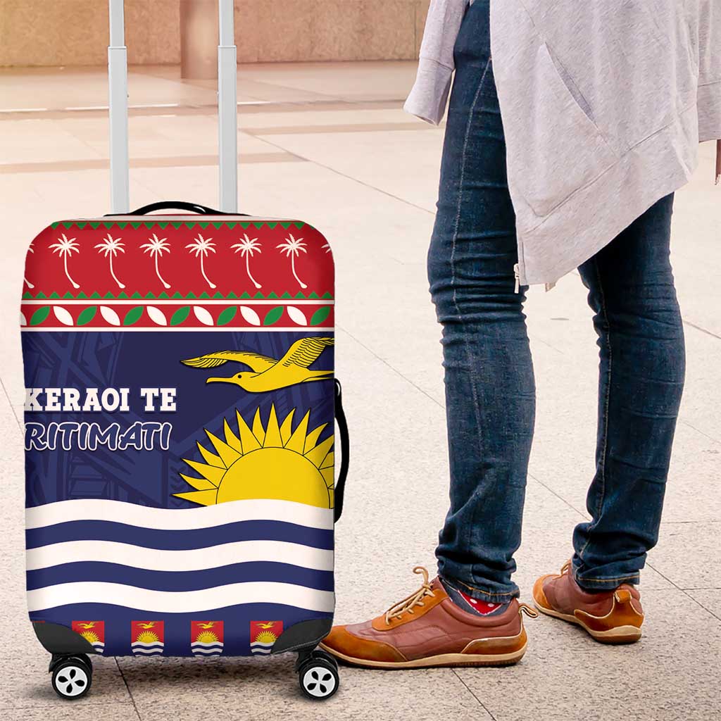 Kiribati Christmas Luggage Cover Coat Of Arms Tekeraoi Te Kiritimati LT05 Red - Polynesian Pride