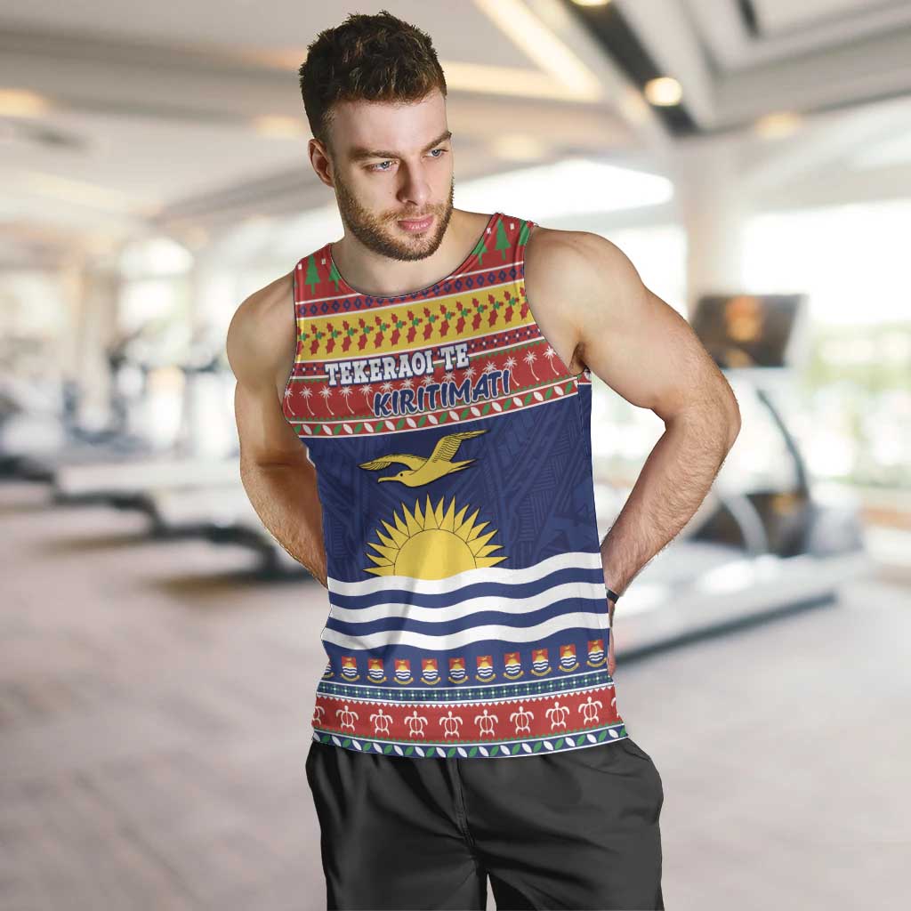 Kiribati Christmas Men Tank Top Coat Of Arms Tekeraoi Te Kiritimati LT05 Red - Polynesian Pride