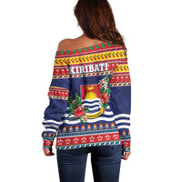 Kiribati Christmas Off Shoulder Sweater Coat Of Arms Tekeraoi Te Kiritimati LT05 - Polynesian Pride