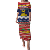 Kiribati Christmas Puletasi Coat Of Arms Tekeraoi Te Kiritimati LT05 Long Dress Red - Polynesian Pride