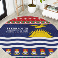 Kiribati Christmas Round Carpet Coat Of Arms Tekeraoi Te Kiritimati LT05 Red - Polynesian Pride