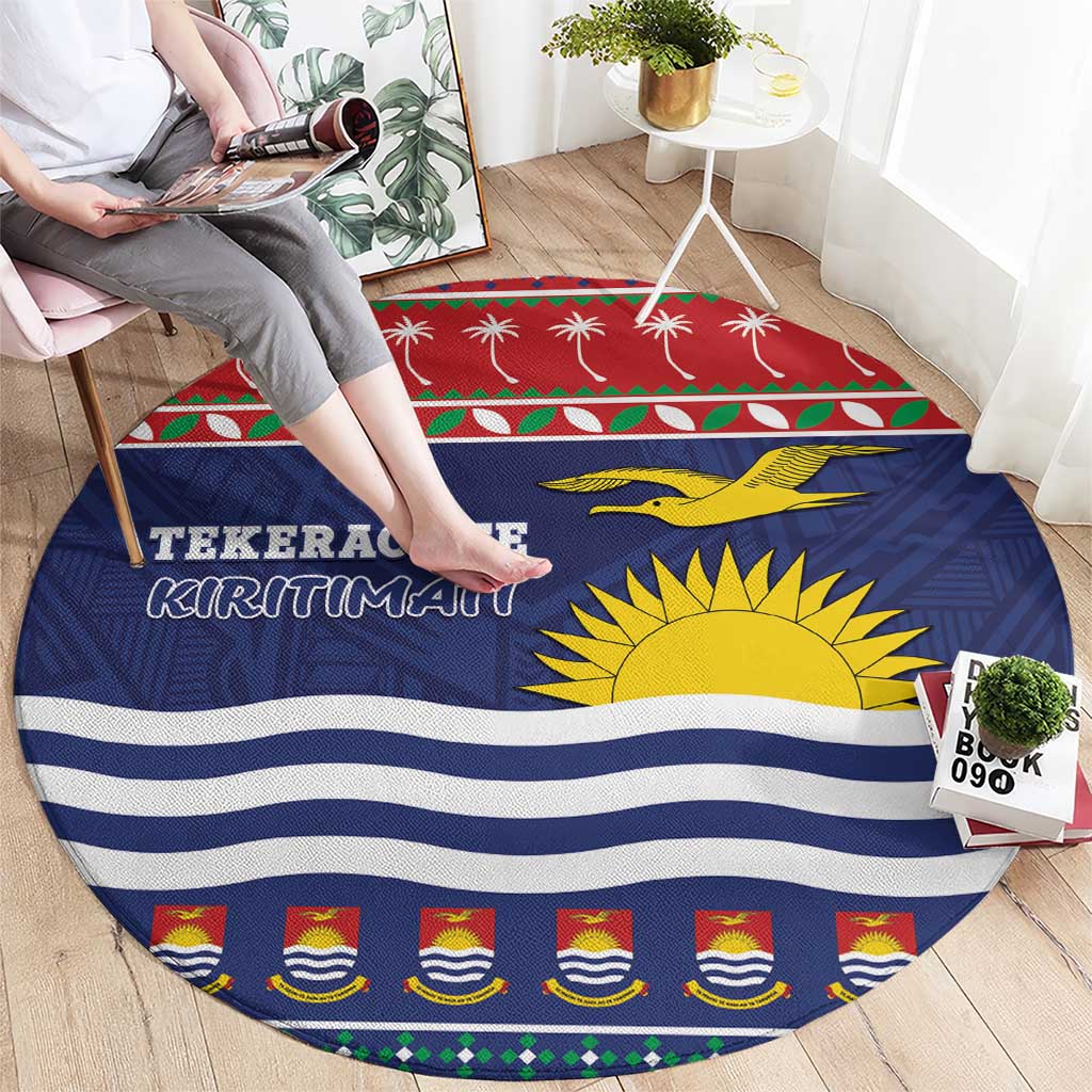 Kiribati Christmas Round Carpet Coat Of Arms Tekeraoi Te Kiritimati LT05 - Polynesian Pride