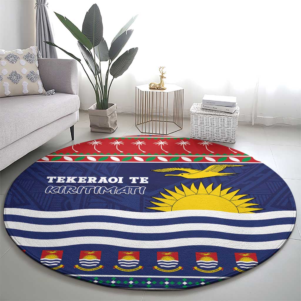 Kiribati Christmas Round Carpet Coat Of Arms Tekeraoi Te Kiritimati LT05 - Polynesian Pride
