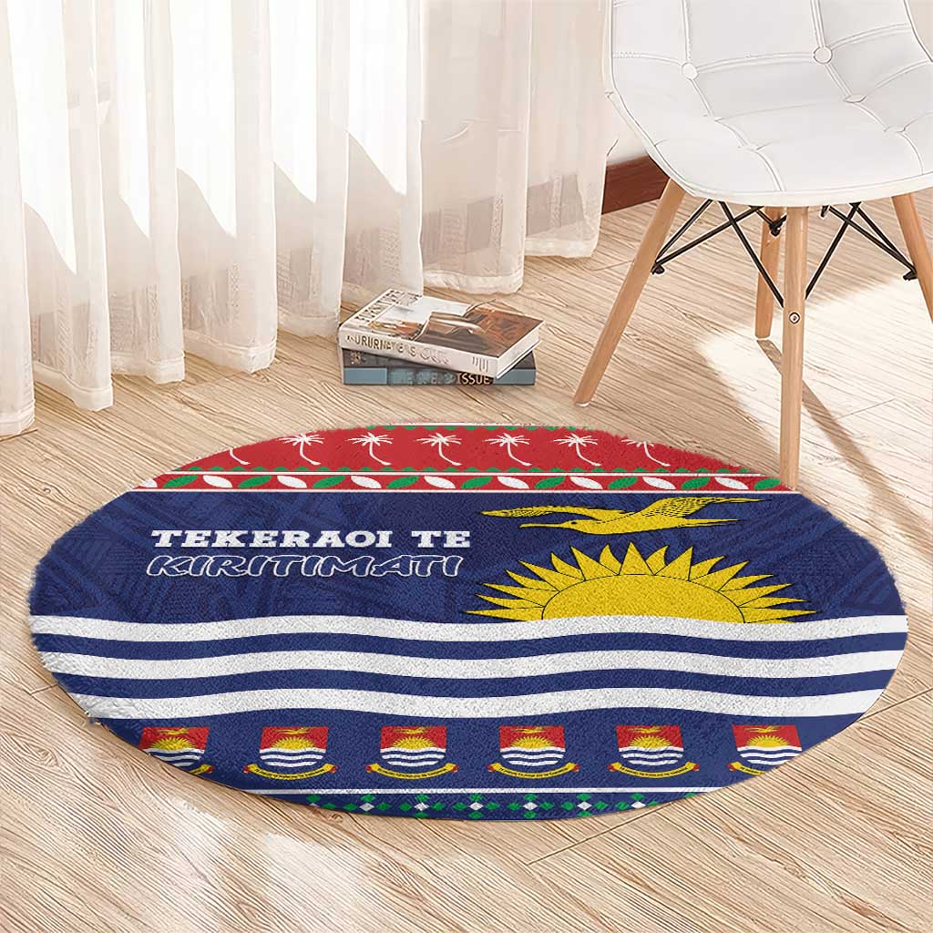 Kiribati Christmas Round Carpet Coat Of Arms Tekeraoi Te Kiritimati LT05 - Polynesian Pride