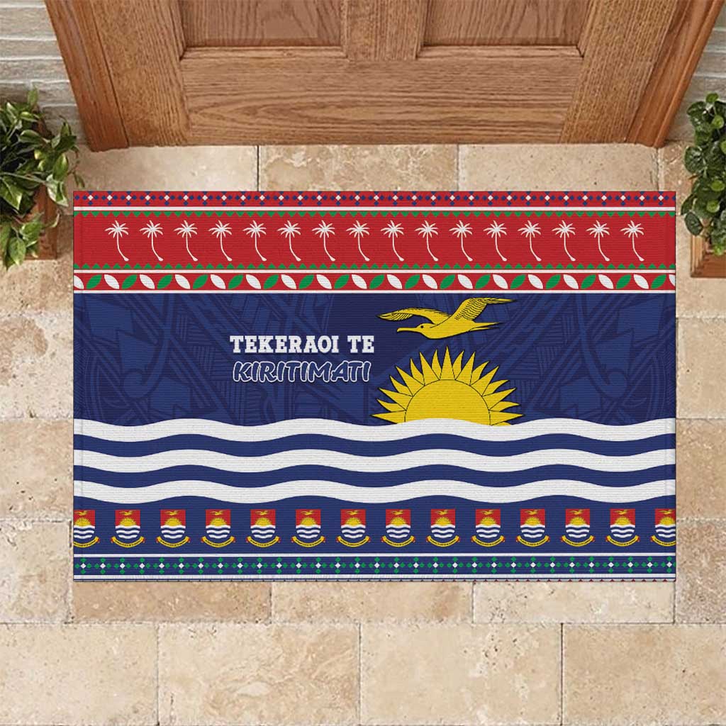 Kiribati Christmas Rubber Doormat Coat Of Arms Tekeraoi Te Kiritimati LT05 Red - Polynesian Pride