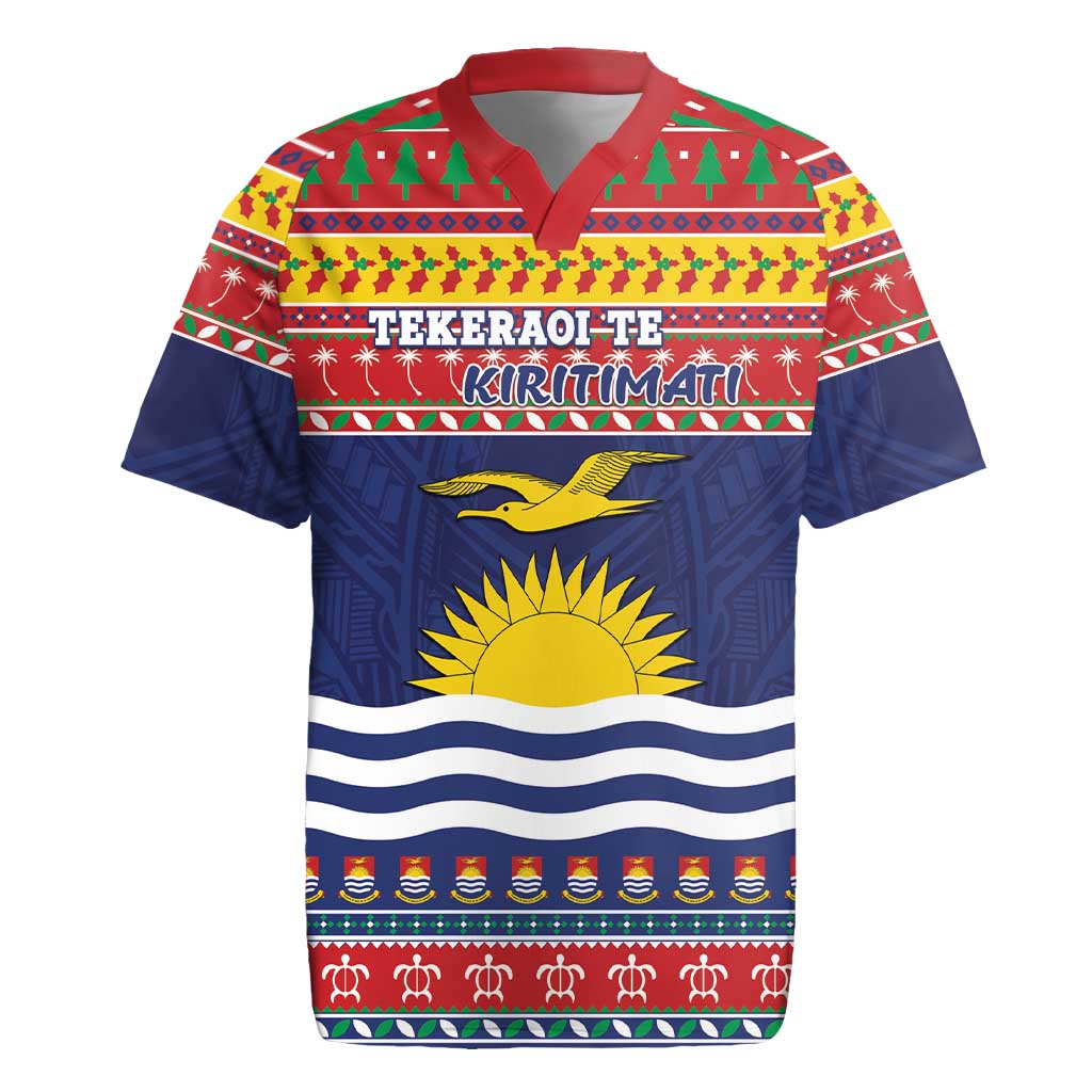 Kiribati Christmas Rugby Jersey Coat Of Arms Tekeraoi Te Kiritimati LT05 Red - Polynesian Pride