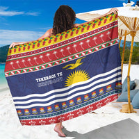 Kiribati Christmas Sarong Coat Of Arms Tekeraoi Te Kiritimati LT05 One Size 44 x 66 inches Red - Polynesian Pride