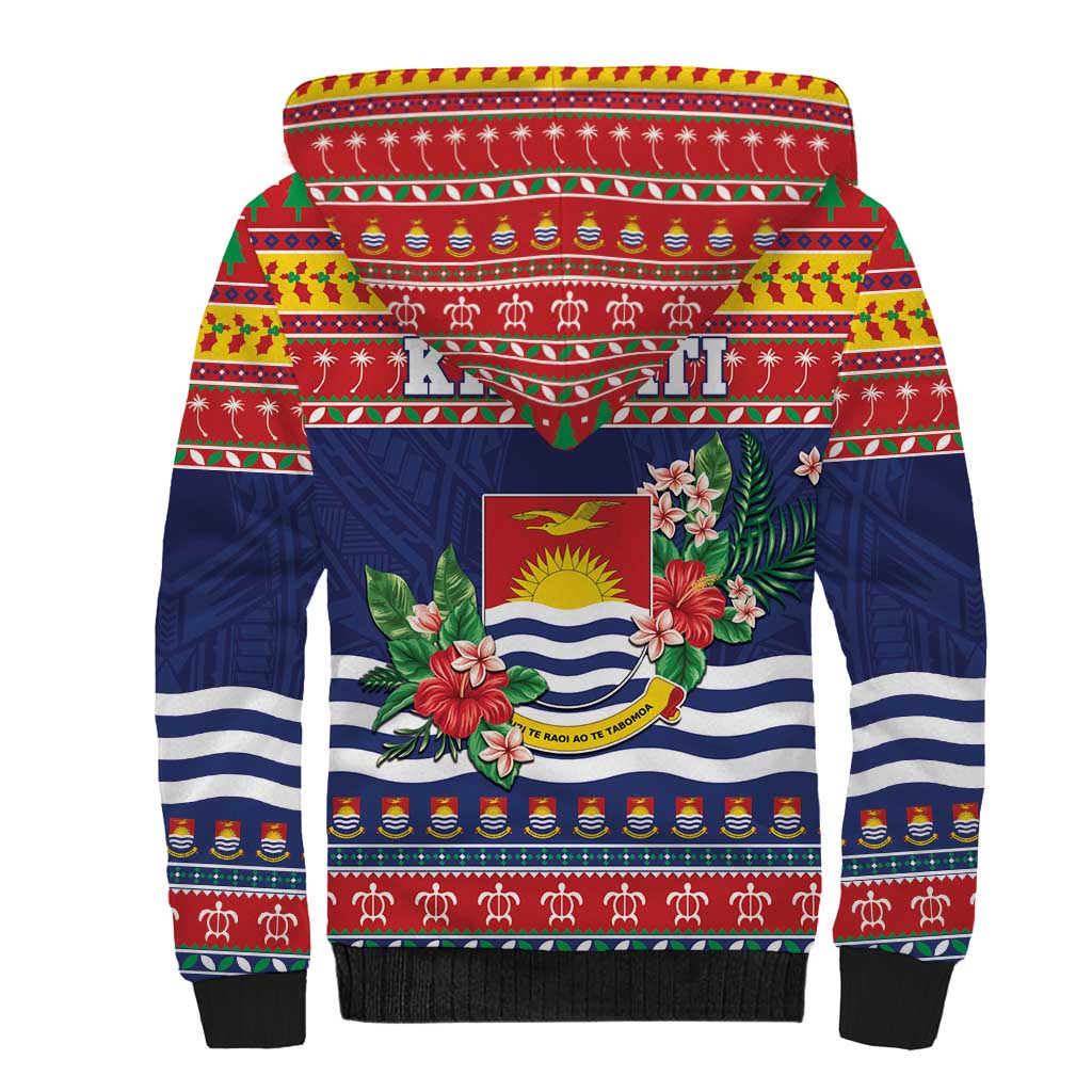 Kiribati Christmas Sherpa Hoodie Coat Of Arms Tekeraoi Te Kiritimati LT05 - Polynesian Pride