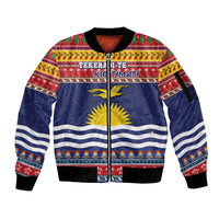 Kiribati Christmas Sleeve Zip Bomber Jacket Coat Of Arms Tekeraoi Te Kiritimati LT05 Unisex Red - Polynesian Pride