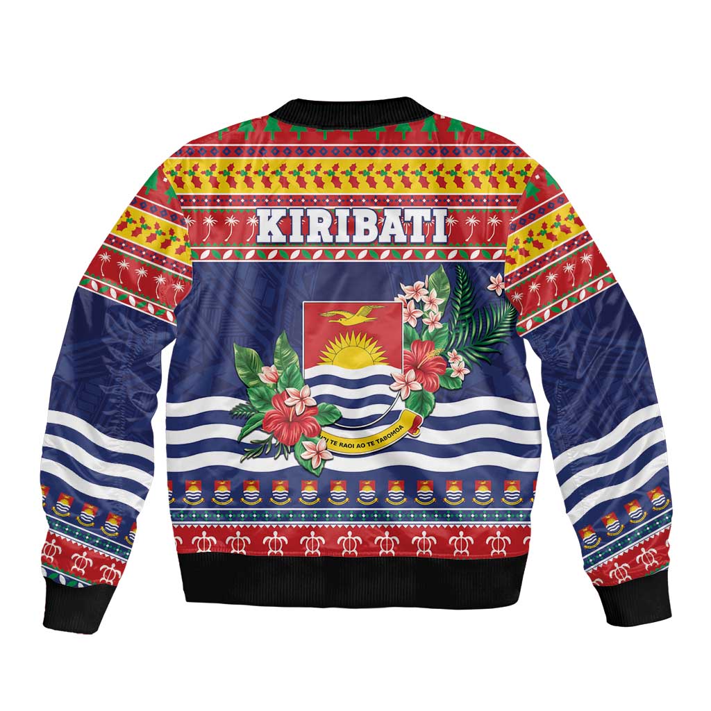 Kiribati Christmas Sleeve Zip Bomber Jacket Coat Of Arms Tekeraoi Te Kiritimati LT05 - Polynesian Pride