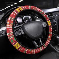 Kiribati Christmas Steering Wheel Cover Coat Of Arms Tekeraoi Te Kiritimati LT05 Universal Fit Red - Polynesian Pride
