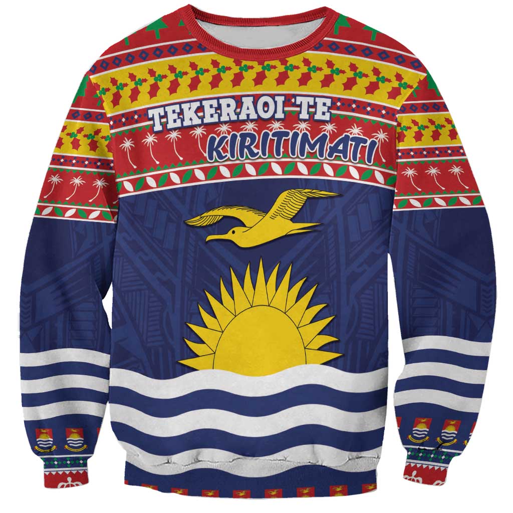Kiribati Christmas Sweatshirt Coat Of Arms Tekeraoi Te Kiritimati LT05 Unisex Red - Polynesian Pride
