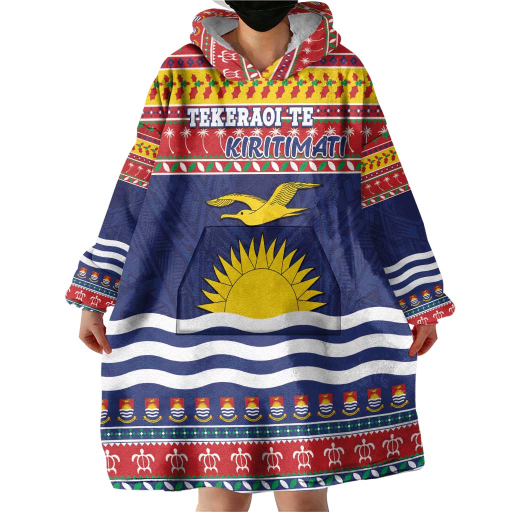 Kiribati Christmas Wearable Blanket Hoodie Coat Of Arms Tekeraoi Te Kiritimati LT05 - Polynesian Pride